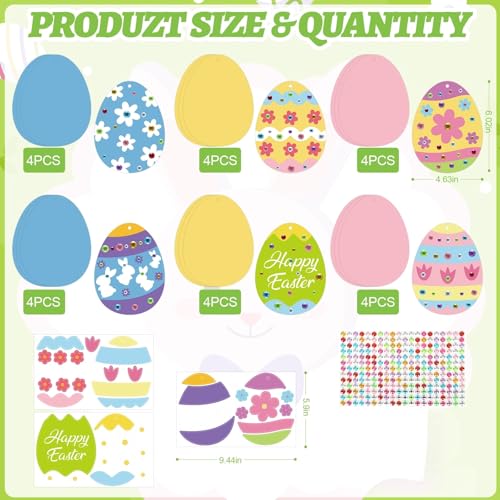 24Pcs Easter Crafts Kit, Make Your Own Easter Egg Arts and Crafts Set - style: Easter Eggs