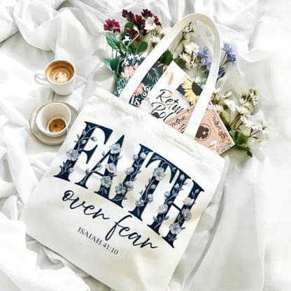 Bible Tote Bags Cute Christian Preppy Canvas Tote Bag Christian Gifts for Women Reusable Shopping Bags(Parent) - color: Faith-1