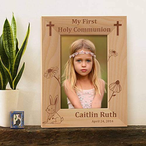 Personalized My First Holy Communion Picture Frame 4" x 6" Brown (Vertical) - size: 4" x 6", style: Vertical