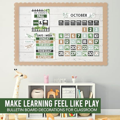 Classroom Calendar Set Bulletin Board Decorations, 98pc School Calendar Set - color: Farmhouse Classic