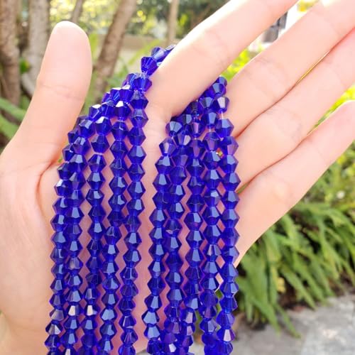 250pcs Czech 6mm (0.24 Inch) Faceted Bicone Crystal Glass Loose Beads Spacer Bulk Cobalt Blue for DIY Craft Jewelry Making CCB625 - color: Cobalt Blue, size: 6mm - 250pcs