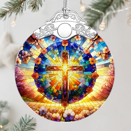 Boho Mandala Cross Ornament, Christian Christmas Ornament, Religious Christmas Decor, Christian Home Decor, Gifts for Christians, Religious Gifts, Spiritual Gift, Easter & Xmas Gift - color: Cross Pattern E