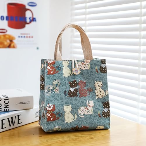 SNDEC Canvas Small Bible Bag for Girls and Women, Cute Mini Preppy Aesthetic Tote, Reusable Grocery Bag for Essentials - color: Blue