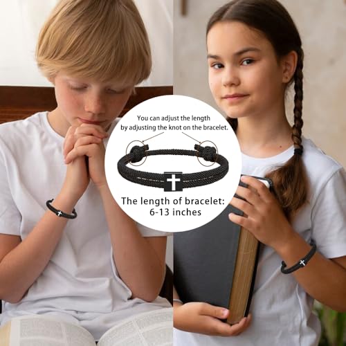 Baptism Gifts for Boys,Braided Rope Cross Bracelet for Kids,First Communion Gifts Boys Christian Christening Graduation Easter Basket Stuffers - color: Baptism