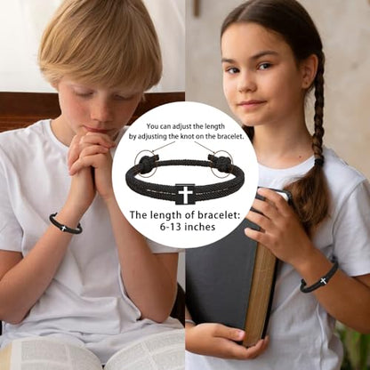Baptism Gifts for Boys,Braided Rope Cross Bracelet for Kids,First Communion Gifts Boys Christian Christening Graduation Easter Basket Stuffers - color: Baptism