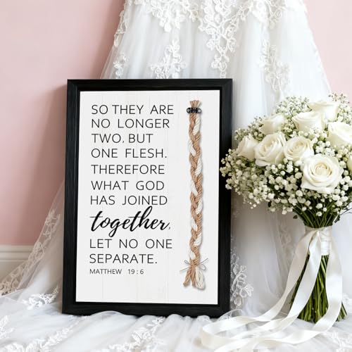 Cord of Three Strands Christian Wedding Sign 10"x15" Black - color: Black-WeddingSign, size: 15X10Inches