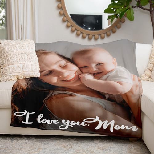 inkArts Custom Blanket with Photo, Personalized Blanket, Customized Photo Blankets, Customizable Picture Blankets, Personalized Mom Blanket Gifts for Mom Baby Kid Family - color: 1 Photo