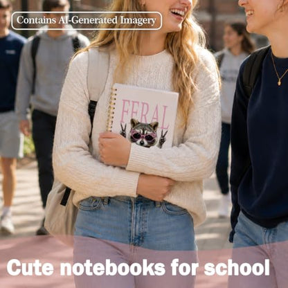 Glam Raccoon Feral Notebook Journal for Women Teen Girls Gifts - color: Raccoon Glam