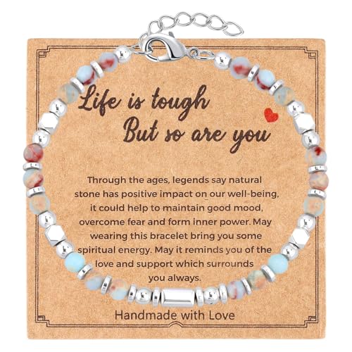 Beaded Bracelets for Women, Inspirational Natural Gemstone Bracelets Graduation Mothers Day Christmas Birthday Gifts for Mom, Daughter, Granddaughter, Wife, Sister, Best Friend - color: Colorful, style: Classic