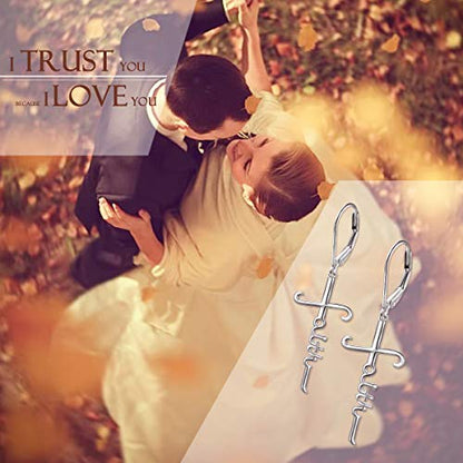 925 Sterling Silver Infinity Love of God Simple Dainty Faith Cross Dangle Earrings Religious Gift for Women - color: Faith
