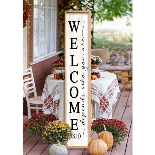 RLWangChao Welcome-ish Sign for Front Porch Standing, 45"X9", Wood White - color: Wood White Sign