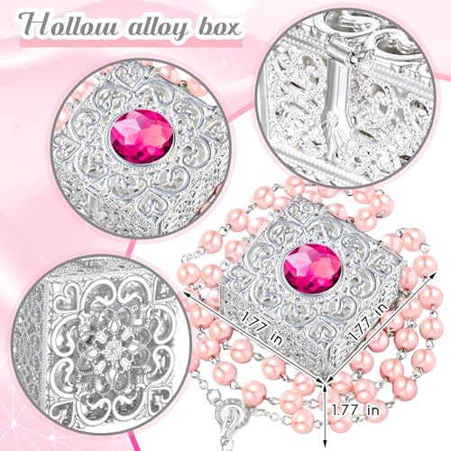 ROCEEI Catholic Rosary Necklace Pearl Rosary Bead with Box - color: Pink