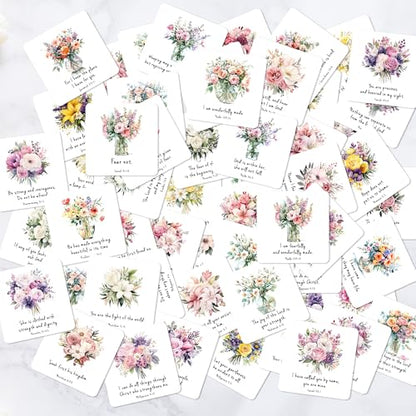 Floral Bible Verse Cards, 60 Mini Prayer Cards for Women - color: Floral