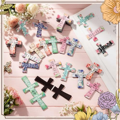 Eaasty 60 Pcs Christian Magnetic Cross Bookmarks Bible Verse Floral Magnetic Bookmarks Bulk Religious Church Reading Gift for Mother's Day Women Men Teacher Book Lovers - style: Christian