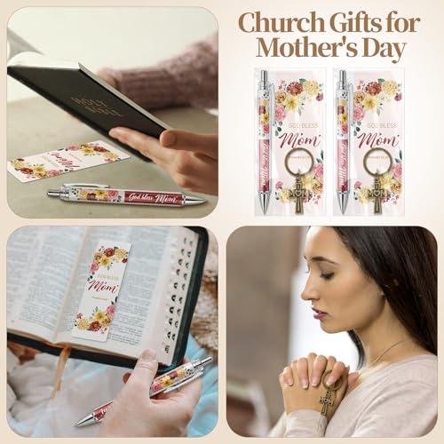 Motiskyy 24 Sets Christian Baptism Gifts Bulk Religious Cross Keychains - style: Mother Day