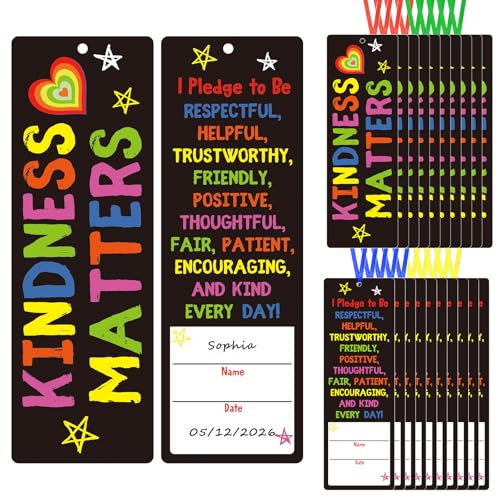 Dispowreath 60 Pcs Kindness Matters Pledge Bookmarks Inspirational Pledge Bookmarks Church Exchange Gifts for Party Favors Prizes Reading Accessories Book Club Supplies Incentive Gifts - style: Kindness Matters