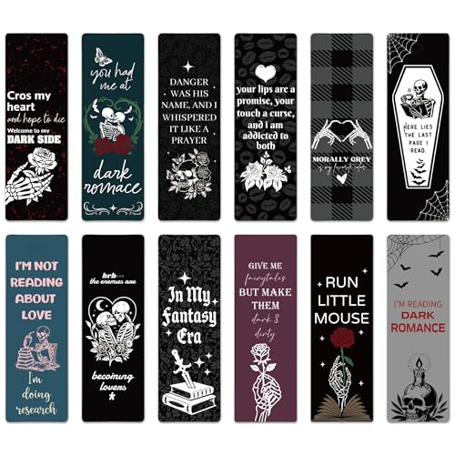 120 Pcs Dark Romance Bookmarks, Gothic Skeleton Paper Bookmarks Bulk for Women, Flower Dark Romance Merch Bookmark for Book Lovers Bookish Office Worker Gift - color: Dark Romance B