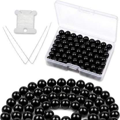 Cherry Tree Collection 100PCS 6mm Black Tourmaline Round Bead Craft Kit - color: black tourmaline, size: 6mm