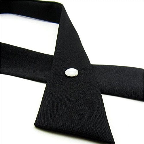 Tie for Men Women Adjustable Criss-Cross Bowtie School Uniform Pre Tied Bows for Girls Neck Tie Accessories PTK03 (Black New)