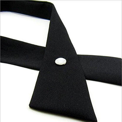 Tie for Men Women Adjustable Criss-Cross Bowtie School Uniform Pre Tied Bows for Girls Neck Tie Accessories PTK03 (Black New)