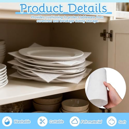 20 Pack Platter Storage Dividers - 15.8x11.8in Long Felt Porcelain Plate Dish Protectors, Serving Tray Separators Pads for Stacking in Cabinet or China Storage Containers