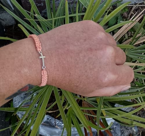 Cross Hemp Bracelet - color: Coral Peach