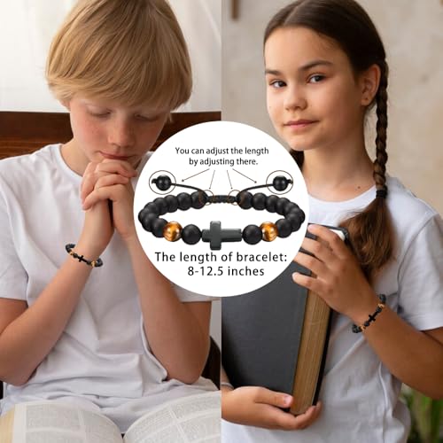 Baptism Gifts for Boys,Braided Rope Cross Bracelet Gift for Kids,First Holy Communion Gifts for Boys Christian Christening Graduation - color: Cross Beads-Baptism