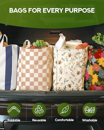 Miss Adola Extra Large Canvas Grocery Tote Bag - color: Cat Floral