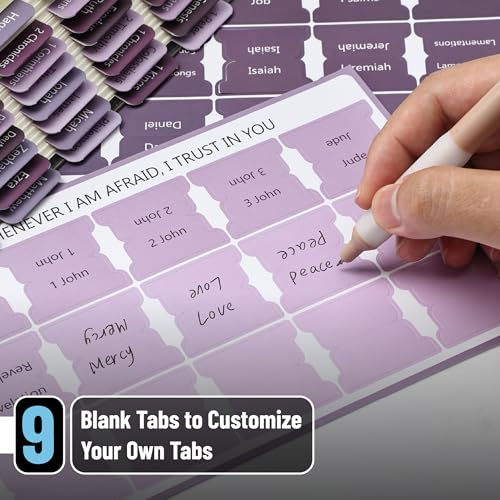 Mr. Pen- Laminated Bible Tabs, 75 pcs, Easy-to-Read & Apply - color: Ethereal Amethyst