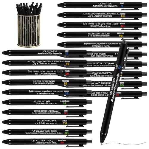 Cholemy 200 Pcs Christian Bible Verse Pens Bulk, Black Retractable Ink