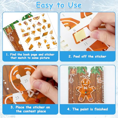 6 Pcs Christmas Paint by Sticker Books for Kids Ages 4-8 Sticker by Number Books Activity Book for Kids Ages 3-5 Sticker Puzzle Book Craft Art Toddler Girl Gift with Santa Snowman Reindeer 48 Pictures - style: Christmas