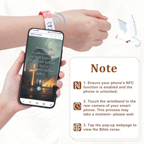 12Pcs Daily Bible Verse Bracelets for Women, Elastic Jesus Christian Bracelets Bulk with NFC Scan Inspirational Scripture Bracelet Christian Religious Easter Gifts for Women Men - style: Cross pattern