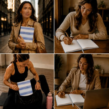 WORLD TRAVELER Large Lined Journal Notebook 256 Ruled White & Ivory Pages - color: Wide Stripes
