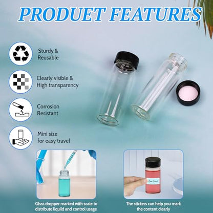 10ml 20pcs Clear Small Glass Vials with Screw Cap (with Droppers & Lables) - size: 10ml 20pcs