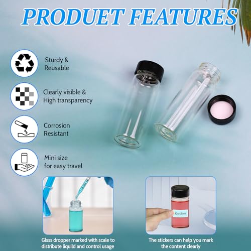 1OZ Clear Glass Vials with Lids 100pcs 30ml Small Bottle - size: 30ml 100pcs