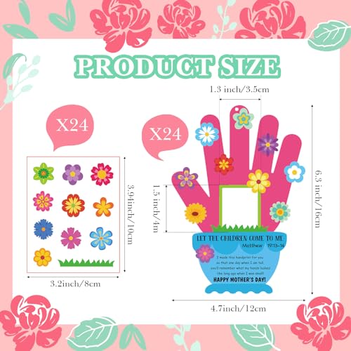 Sumind Mother's Day Craft Kit, 24 Sets DIY Handprint Craft Kit for Kids, Customizable Picture Frame, Art & Craft Supplies for Party Decor, Sunday School, Classroom Activities