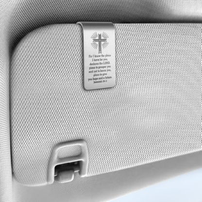 Jeremiah 29:11 Car Visor Clip, Chirstian Sun Visor Clip for Driver - color: Silver121