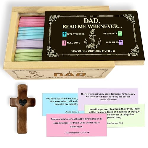 Personalized Dad Bible Verse Box with 150 Color-Coded Scripture Cards, Custom Name Prayer Box with Pocket Cross, Read Me Whenever Cards, Christian Gift for Dad, Christmas, Father's Day - color: Dad