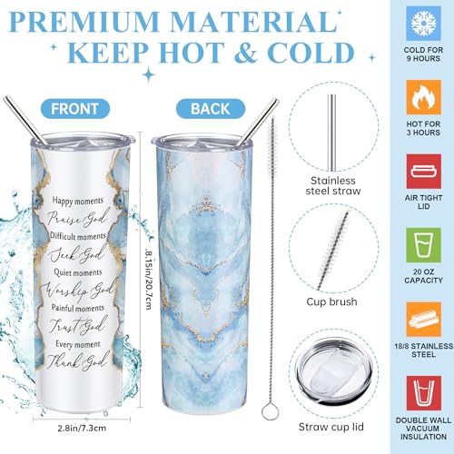 Domensi 6 Pcs Christian Gifts Set, 20 oz Tumbler Notepad Pens, Blue - color: Blue