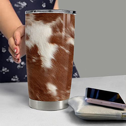 SANDJEST Personalized Cow Tumbler Cowhide 20oz 30oz Tumblers with Lid Gift for Women Girl Daughter Sister Animal Lovers Farm Girl Christmas Birthdays - color: Cow