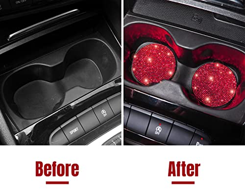 ToBeQueen Bling Car Cup Holder Coaster, 4 Pack Universal Vehicle Cup Holders Coasters Automotive Interior Accessories for Women,Red - color: B-red
