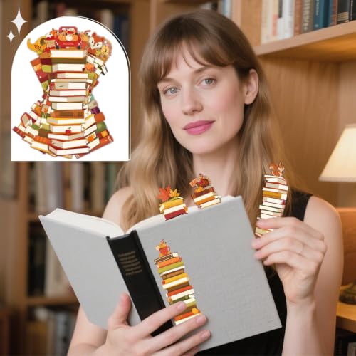 Wxiben Fall Bookshelf Bookmarks Gifts - 150 Pcs Autumn Pumpkin Book Mark Tracker Turkey Maple Leaf Book Marker Page Clips Thanksgiving Gift for Women Men Holiday Book Lovers Reading Office Supplies - color: Fall