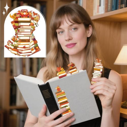 Wxiben Fall Bookshelf Bookmarks Gifts - 150 Pcs Autumn Pumpkin Book Mark Tracker Turkey Maple Leaf Book Marker Page Clips Thanksgiving Gift for Women Men Holiday Book Lovers Reading Office Supplies - color: Fall