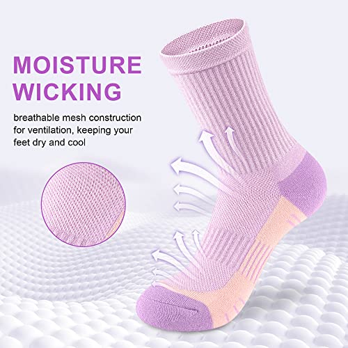 cuangya Women Crew Socks Athletic Cushioned Running Hiking 3-5 Pairs - color: 5 Pairs Ice Cream, size: 5-8
