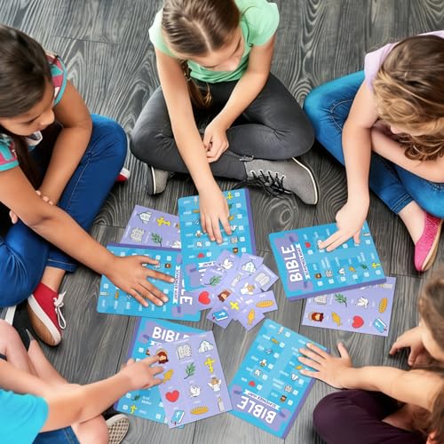 Epakh 15 Pcs Bible Scavenger Hunt Game Card 12 Bible Games Board 3 Holy Character Boards for Jesus Christian Sunday School Vacation Church Religious Activity Family Open Day Party Catholic Gifts