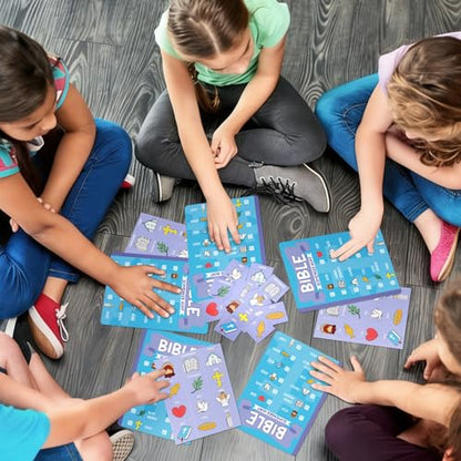 Epakh 15 Pcs Bible Scavenger Hunt Game Card 12 Bible Games Board 3 Holy Character Boards for Jesus Christian Sunday School Vacation Church Religious Activity Family Open Day Party Catholic Gifts