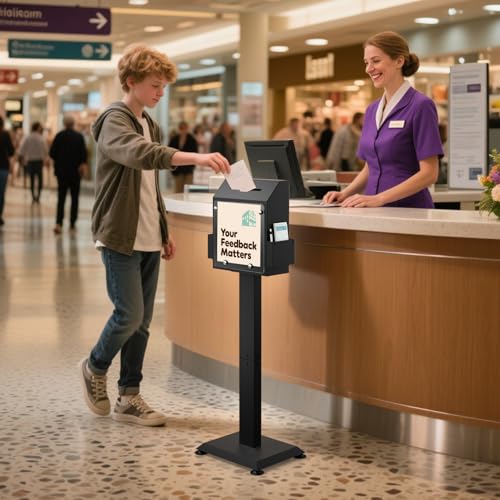 POCHAR Metal Donation Box for Fundraising - Suggestion Box with Stand, Lock