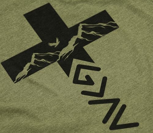 God Greater Than Highs and Lows Shirt – Inspirational Christian Faith Cross Tee - color: Military Green, size: Medium