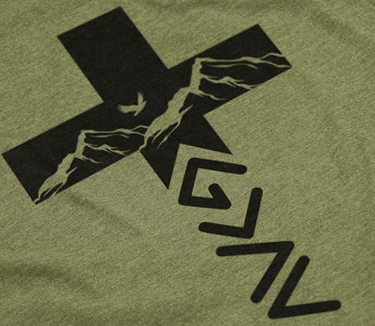 God Greater Than Highs and Lows Shirt – Inspirational Christian Faith Cross Tee - color: Military Green, size: Medium