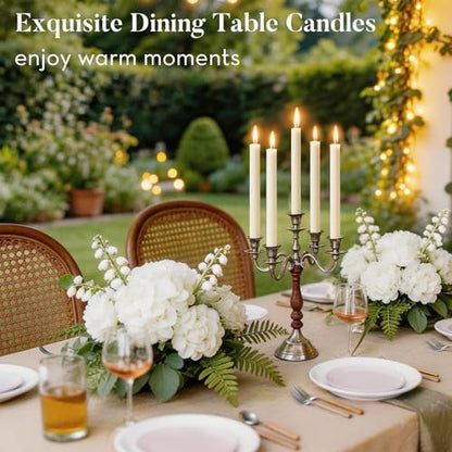 Ashlux 12 Pack Taper Candles, 10 Inch Unscented Palm Candlesticks Dripless - color: Ivory